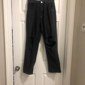 High Wasted Ripped Baggy Jeans